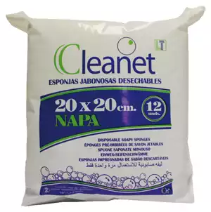 Губка одноразовая CLEANET, размер 20х20см, пенообразующая, одноразовая, коробка 900шт