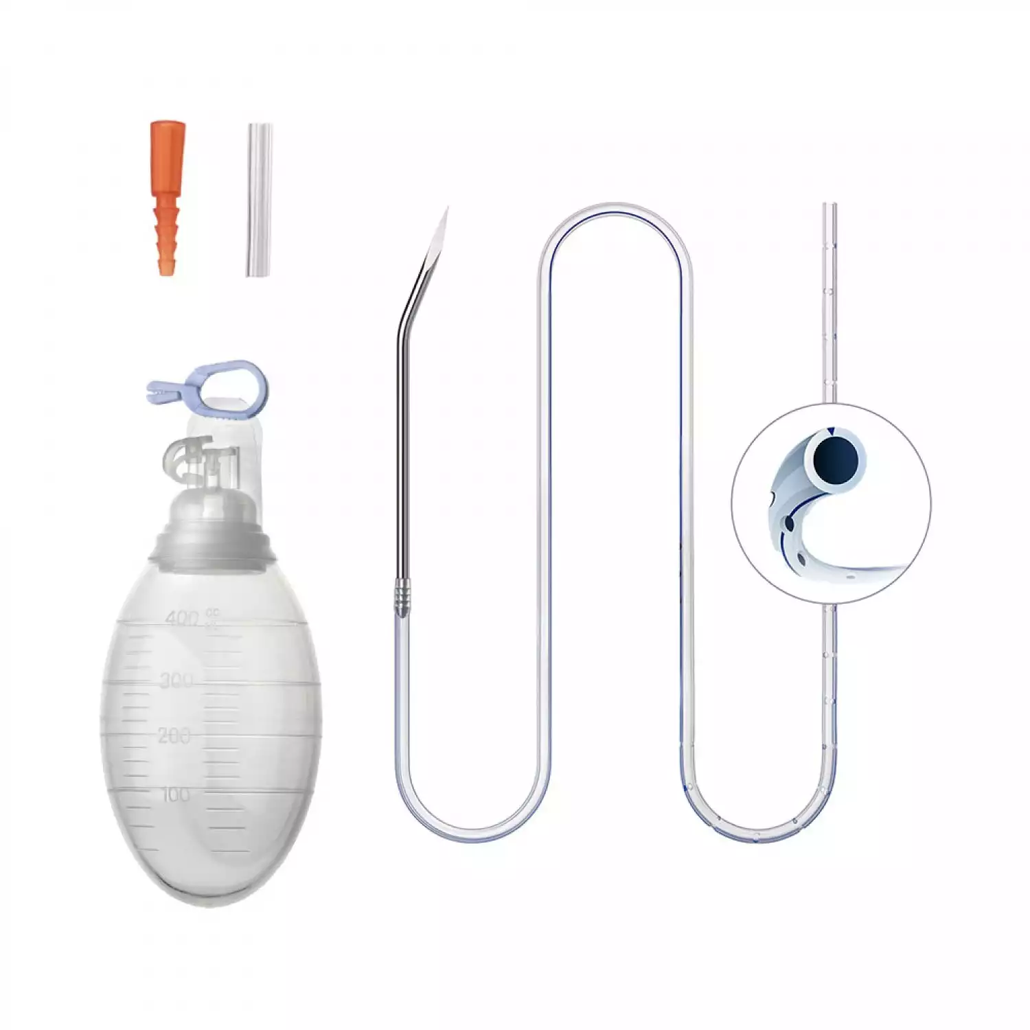 Набор для дренирования ран медицинский одноразовый (Состав: силик. резервуар, объем 100мл; катетер силик.круглый с перфорацией со стилетом 14Fr, длиной 15см, коннектор S) 0615-М431-14CS