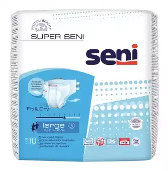 Подгузники для взрослых Super Seni Large, размер L(3), обхват талии 100-150см, упаковка 10шт